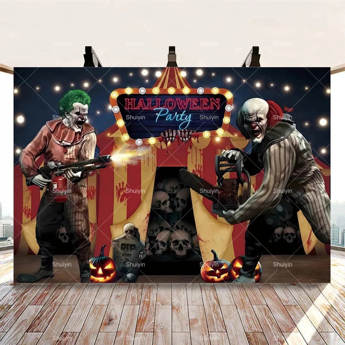 Evil Clown Circus Halloween Photography Backdrop