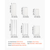 A set of clear glass cylinders with white pillar candles for weddings and home décor.