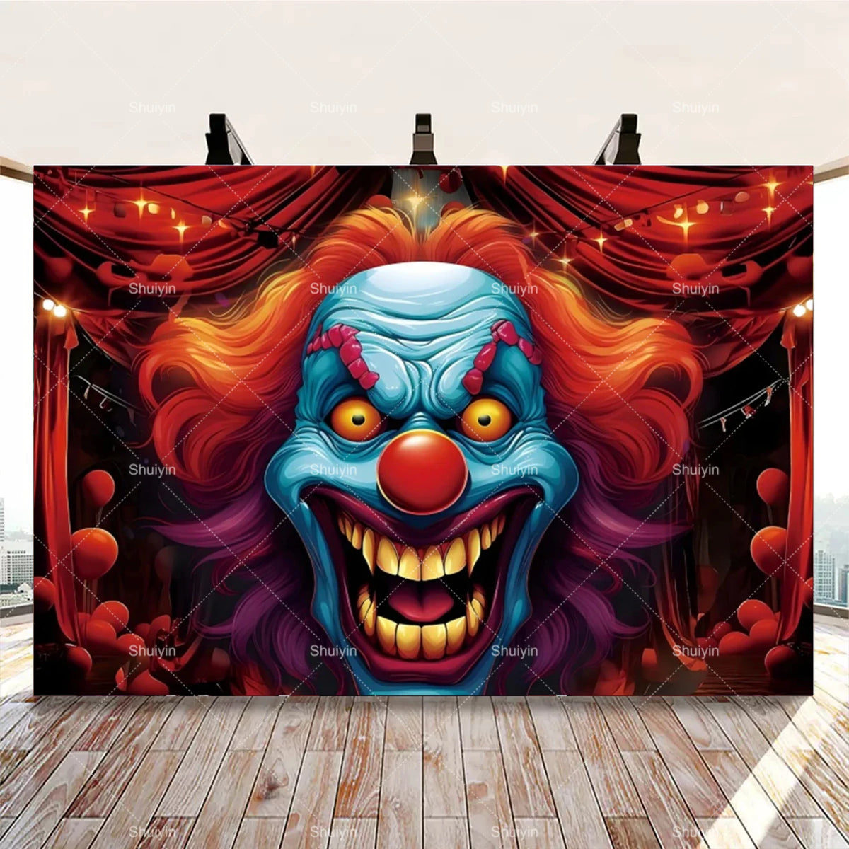 Evil Clown Circus Halloween Photography Backdrop