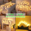 Various uses of flexible willow branch LED lights including for date decor, wall lighting, fireplace accents, and bedroom amb