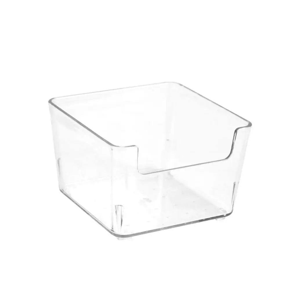 Boîte de rangement pour bureau en acrylique transparent à forme carrée.