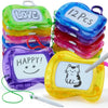 A set of twelve mini magnetic drawing boards in various colors, including green, yellow, purple, and pink, with a white keych