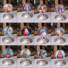 A collection of retro Catholic tabletop ornaments featuring various depictions of the Virgin Mary and saints.