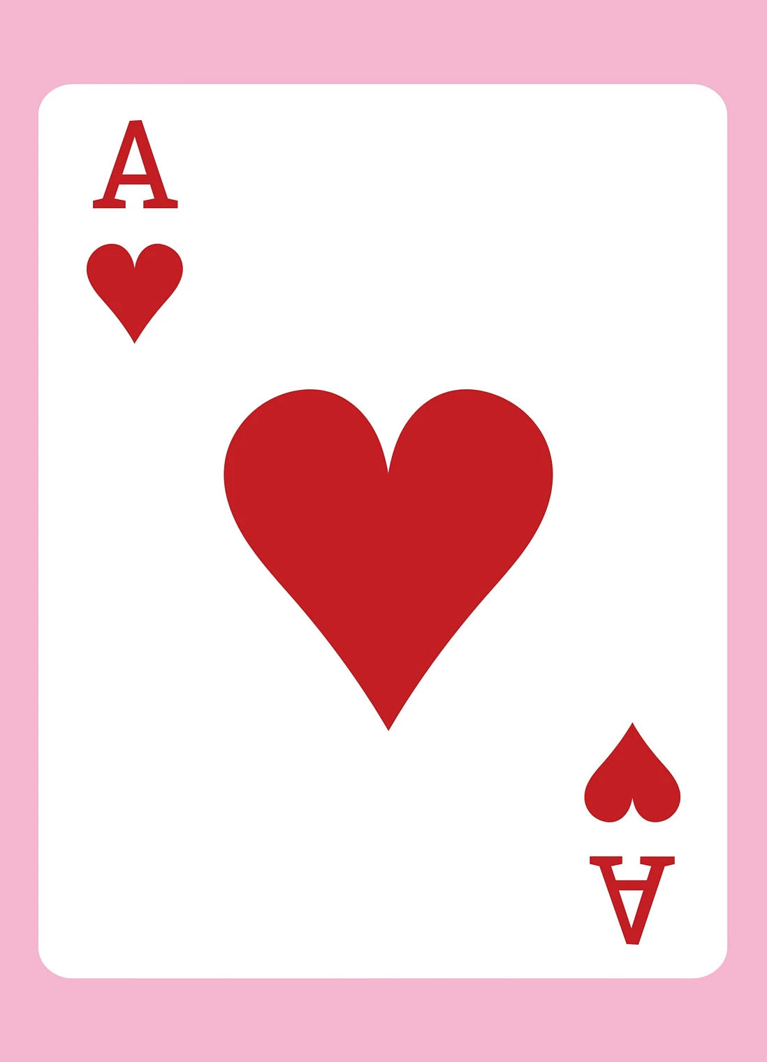 Ace of Hearts playing card on a pink background