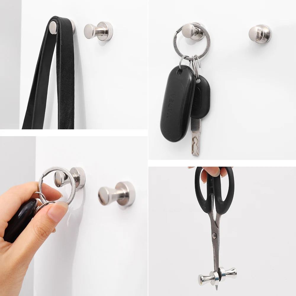 A set of strong neodymium magnetic pushpins, including a black clip and a silver pin head.
