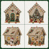 A set of three 3D diamond painting Christmas cabin crafts featuring festive holiday scenes and rustic wooden structures.