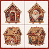 A set of three 3D diamond painting Christmas cabin craft kits featuring festive wooden structures and Santa figures.