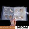 Transparent jewelry organizer storage bags with various earrings and rings displayed in a grid format