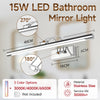 15W LED bathroom mirror light bar with 270 and 180 degree adjustable lighting options made of stainless steel