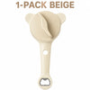 A beige multifunctional 4-in-1 jar and bottle opener with an adjustable grip.