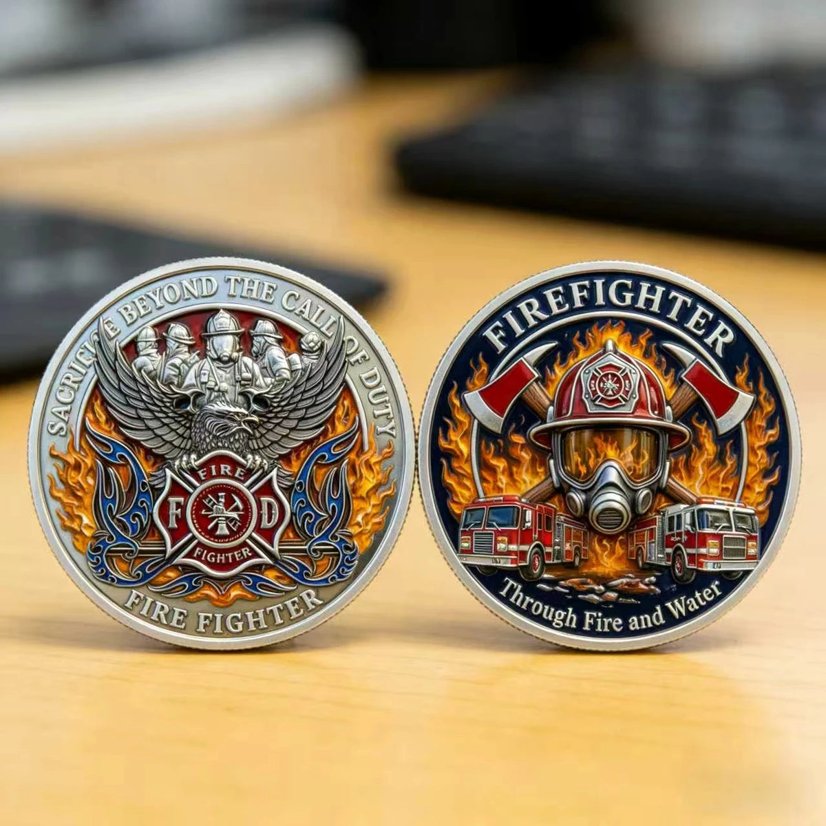 Firefighter 3D Gold-Plated Challenge Coin | Commemorative Hero Tribute Coin