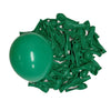 A pile of vibrant green latex balloons and a single green balloon.