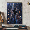 Anime canvas art poster featuring Toji Fushiguro in a dark, futuristic cityscape.