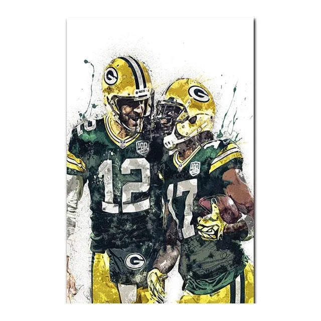 Abstract Football Player Canvas Wall Art