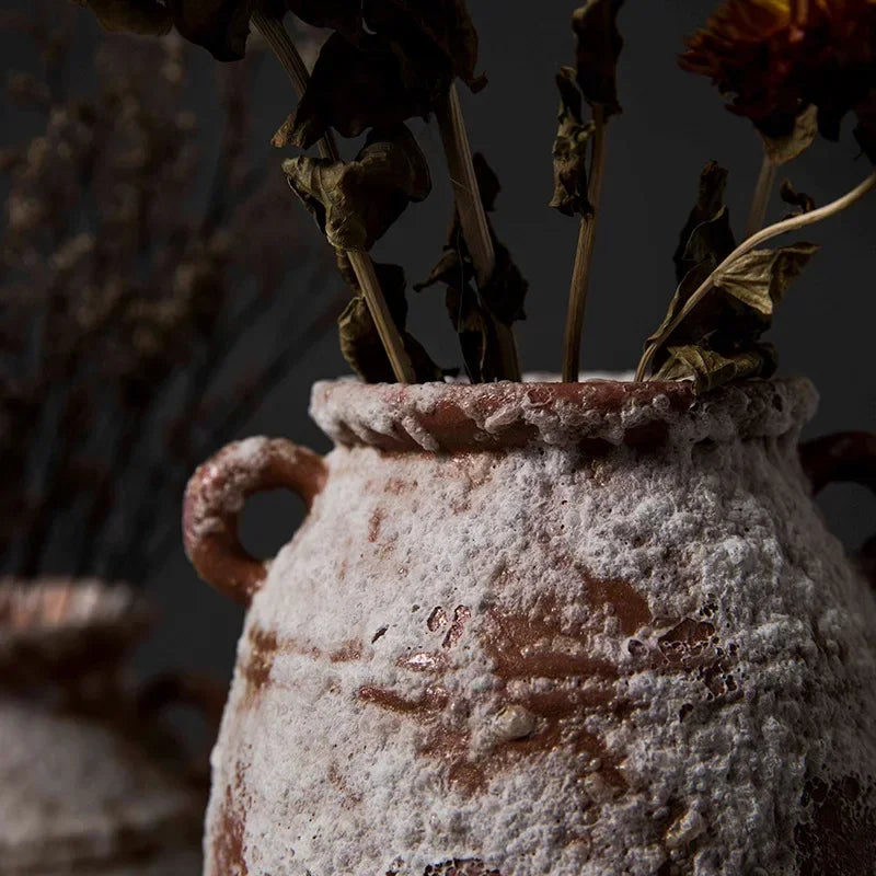 Mottled Ceramic Flower Vase – Antique Style Home Decor