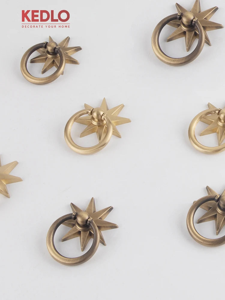 Solid Brass Star Pendant Cabinet Knob with Antique Finish