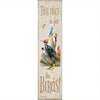 Vintage funny metal street sign with text 'This place is for the Birds!' and illustrations of various birds.