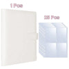 A set of white PU leather photocard binders, including one single binder and twenty-five individual binders.