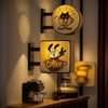 A retro coffee corner magnetic fridge decor featuring a soft glow design with a cat and coffee elements.