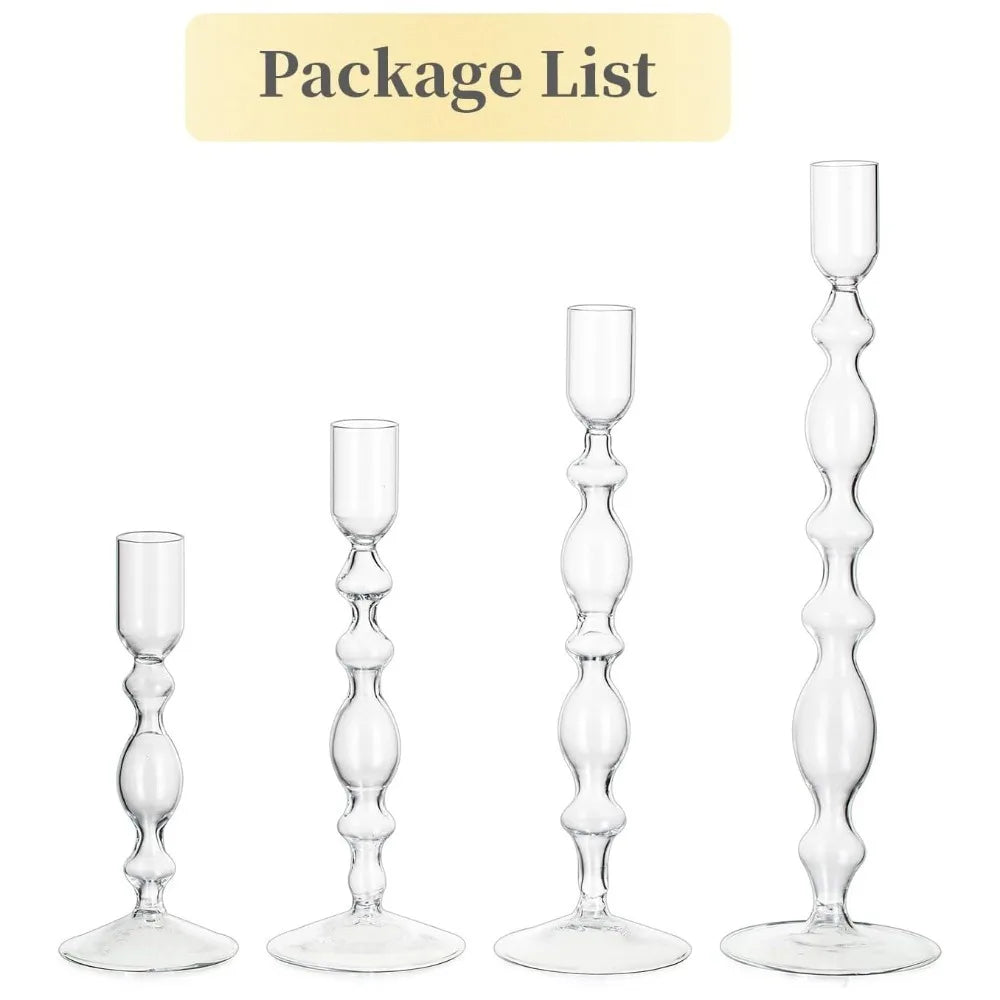 A package list showing three groovy wavy glass taper candle holders.