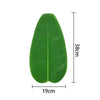 A single vibrant green tropical banana leaf used as a coaster or table protector.