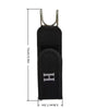 Black lazy belt with a metal hook and elastic waistband shown in a vertical view.