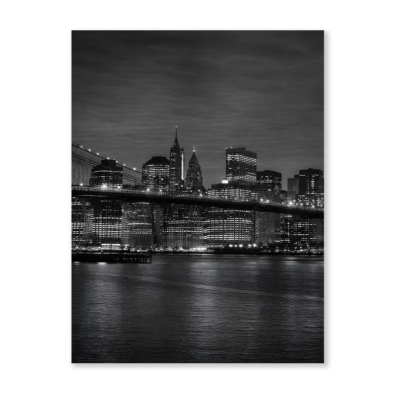 New York City Nightscape Canvas Art – Brooklyn Bridge and Manhattan Skyline