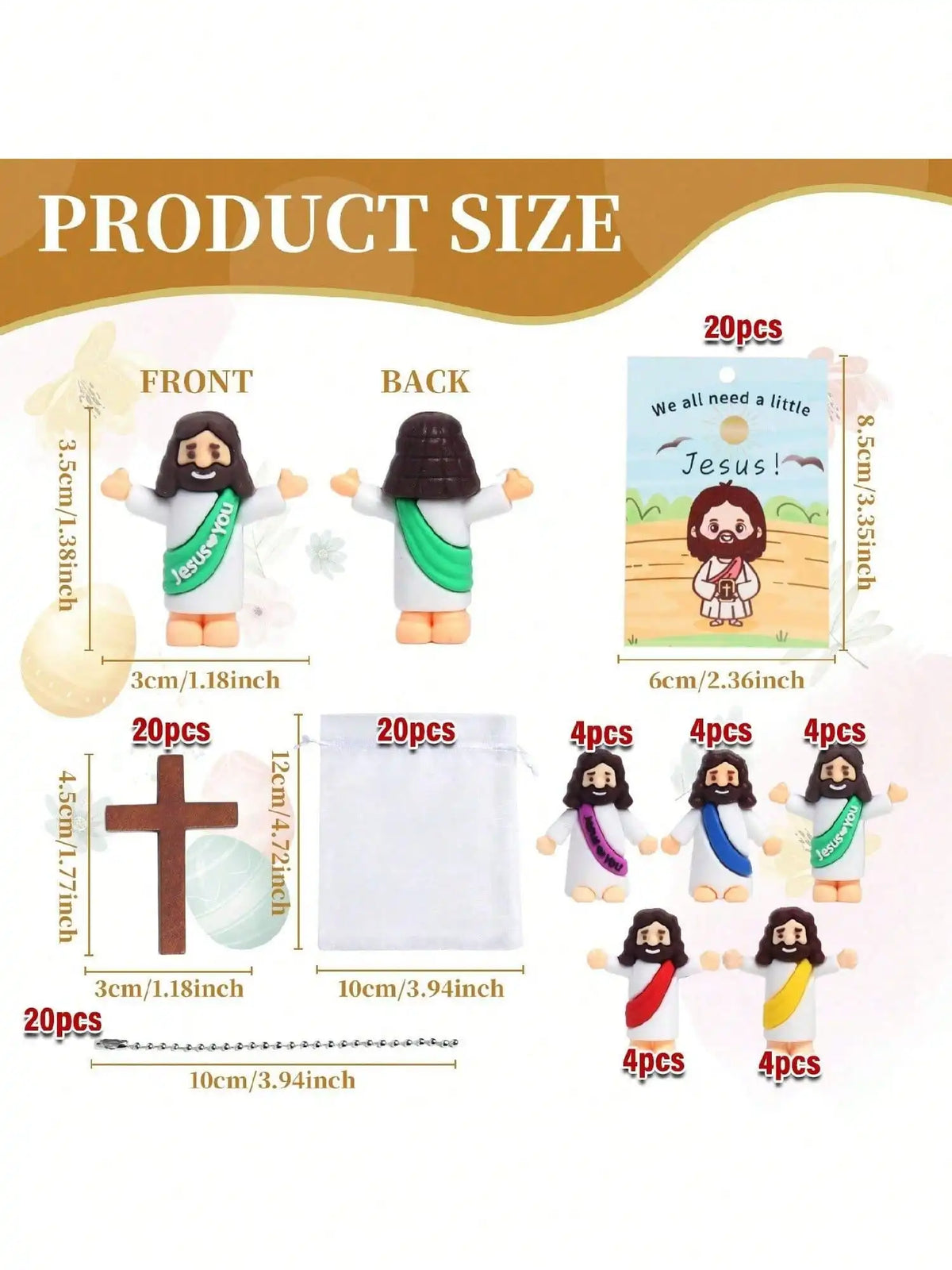 Mini Jesus Doll Set with Crucifix Pendant – Bulk Pack for Events