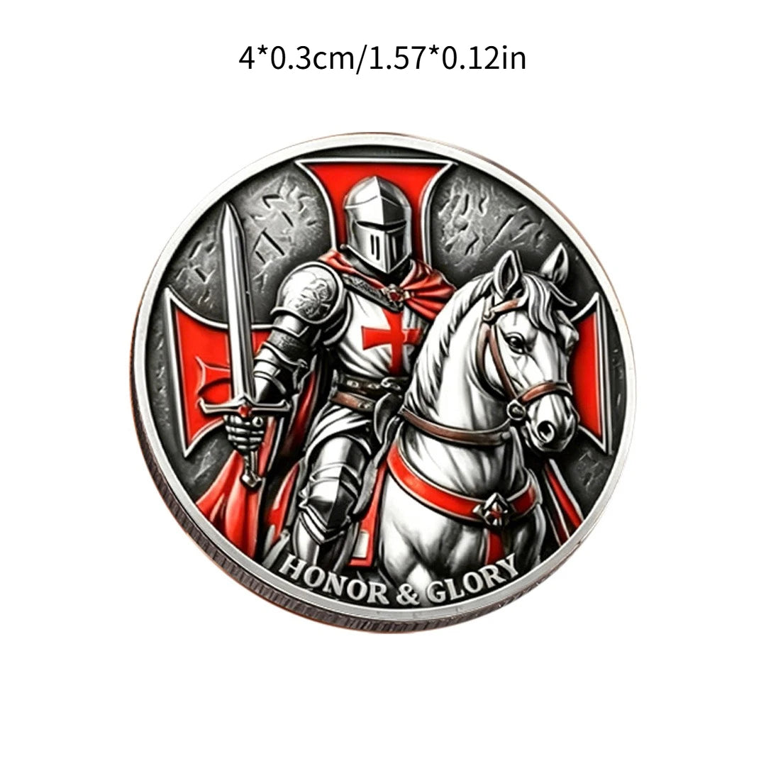 Silver-Plated Knight Crusader Souvenir Coin