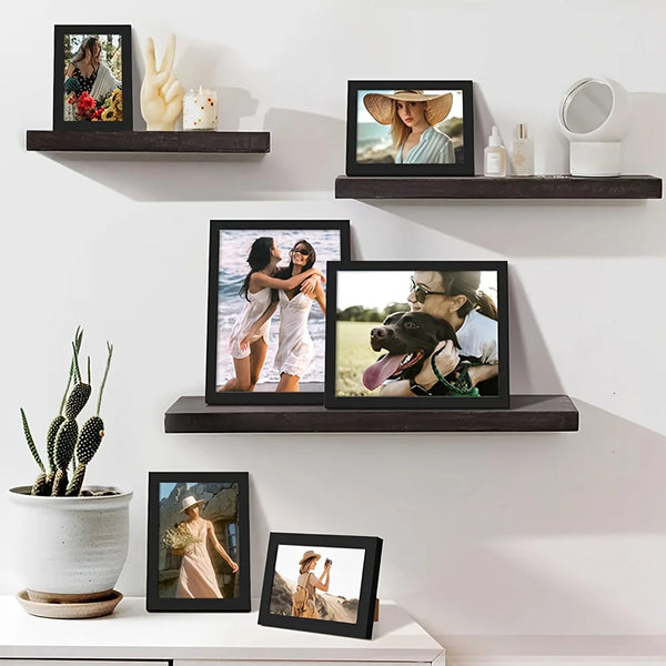 A4 Black Wooden Picture Frames - Set of 5 for Wall Display