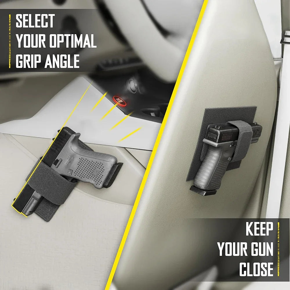 Close-up of a handgun grip angle adjustment mechanism on a concealed carry holster.