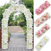 White artificial rose flower arch panel used for wedding and party decor