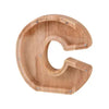 Wooden alphabet letter C shaped piggy bank coin box for kids in light wood tone