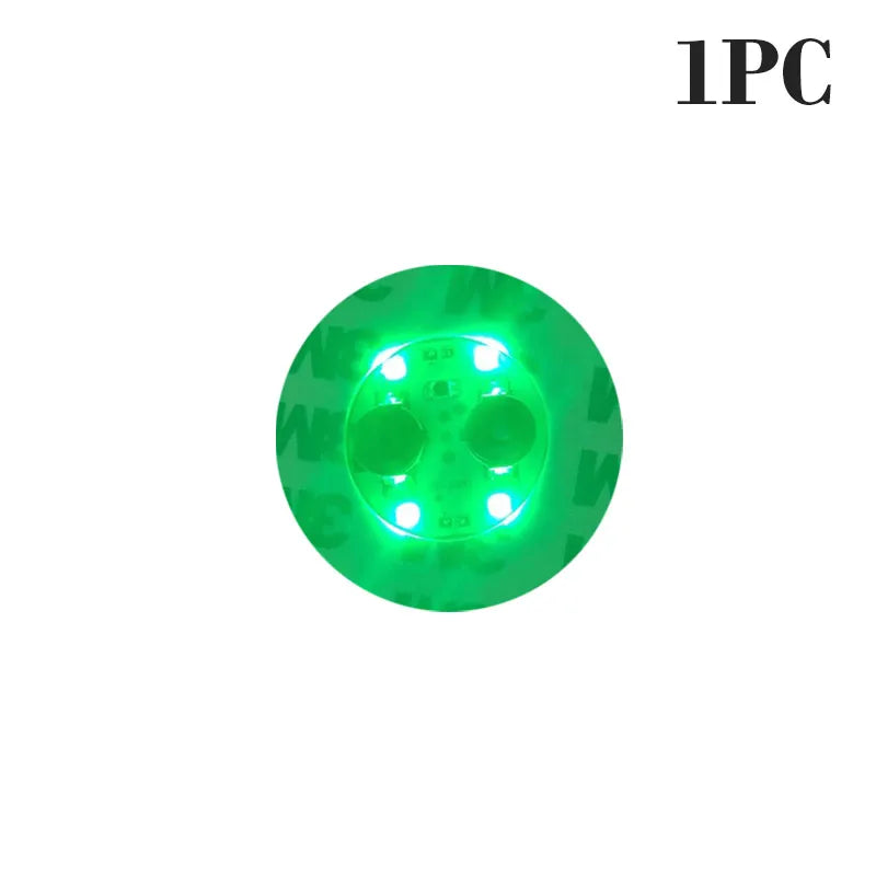 One piece of luminous green LED coaster lights designed for bottles and glasses.