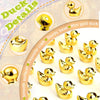 A collection of miniature gold duck figurines used for craft and decor
