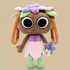A plush doll resembling a dandy butterfly with purple and green floral accents.