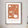 Framed canvas wall art poster featuring a collection of orange pumpkins in a seasonal design.