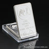 A silver bullion bar replica showing an elephant and a standing figure design.