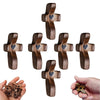 Handcrafted Wooden Pocket Cross with Heart Motif for Prayer and Stress Relief