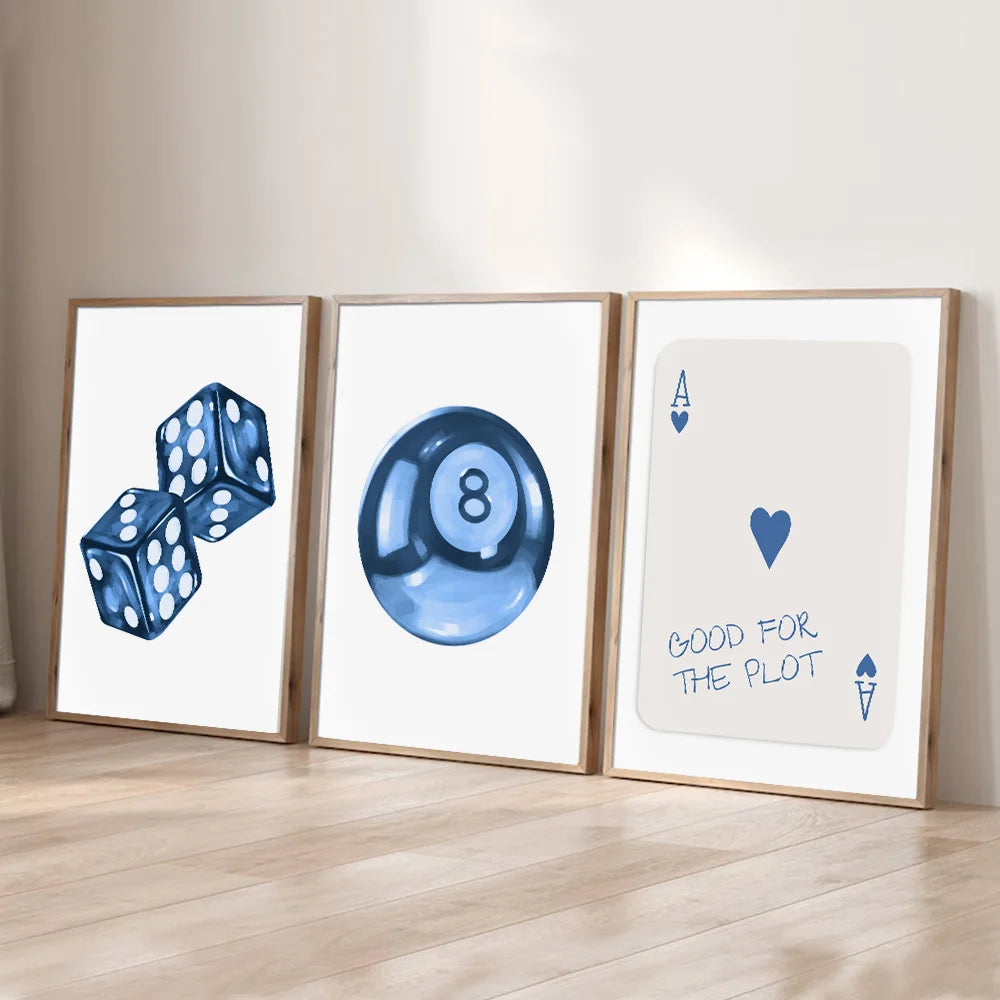 Set of 3 Abstract Pool Ball Dice Canvas Prints