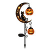 Halloween black cat and pumpkin moon garden stake light fixture