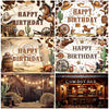 A collection of Wild West cowboy birthday backdrops featuring farm barn scenes, leather boots, cacti, and rustic decor.