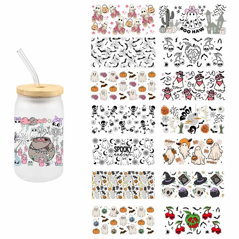 Halloween Spooky UV DTF Cup Wraps – 3D Cartoon Stickers