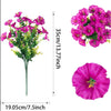 A vibrant bouquet of pink and magenta artificial flowers with green stems shown in full bloom and close-up detail.