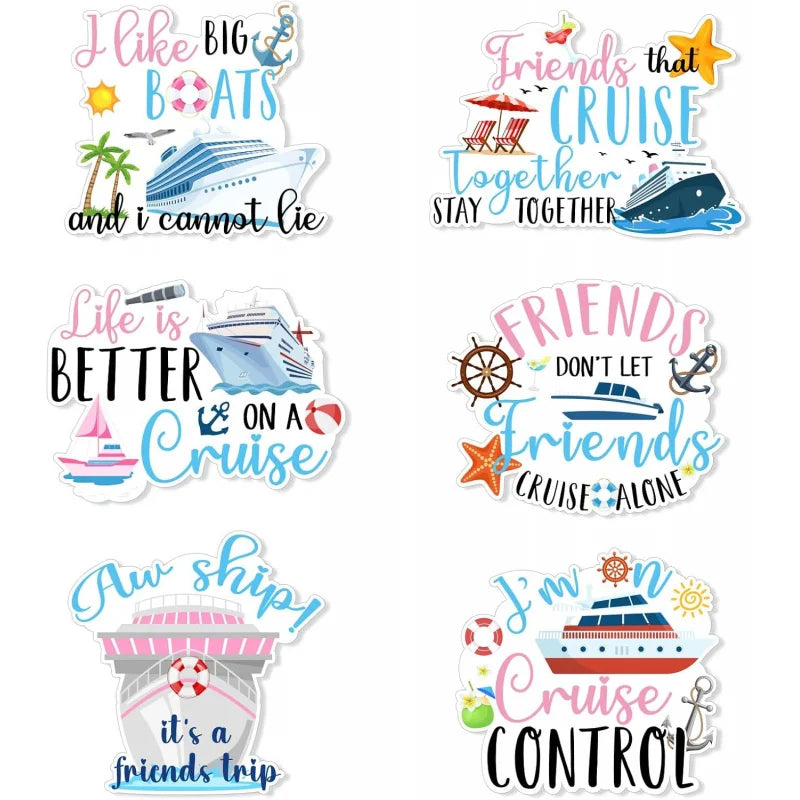 A set of magnetic door decorations featuring phrases like I like big boats and friends that cruise together