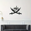 Black metal wall art featuring Islamic Zulfiqar sword calligraphy in Arabic script