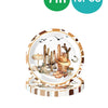 A round white disposable tableware set featuring a western design with cacti and a cowboy hat.