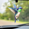 Colorful acrylic hummingbird suncatcher hanging ornament with iridescent blue and green feathers