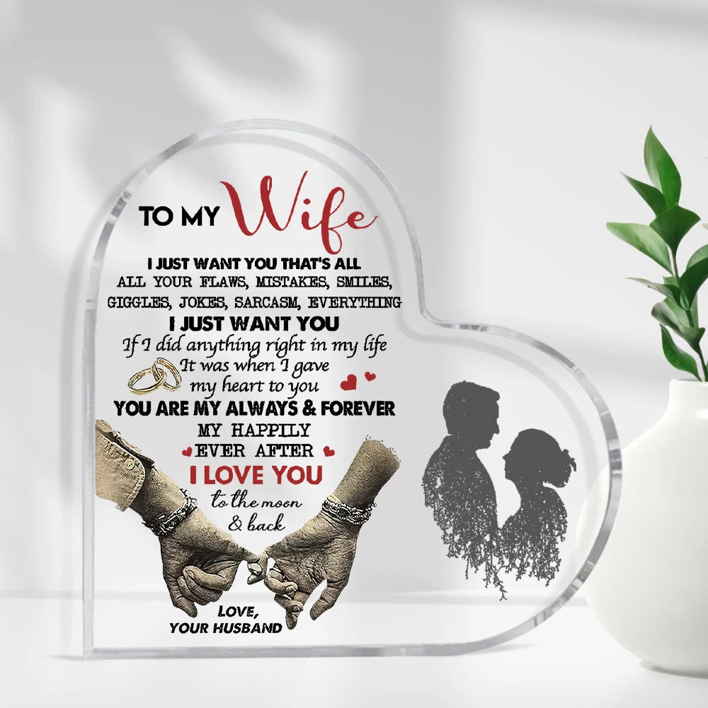 Heart Shaped Acrylic Keepsake Plaque for Home Decor