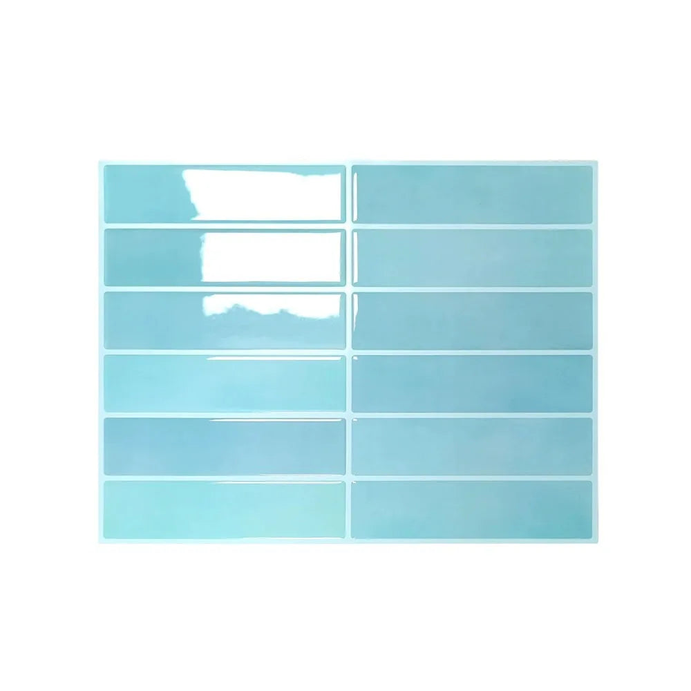 A rectangular sheet of light blue translucent self-adhesive tile stickers or wall decals.
